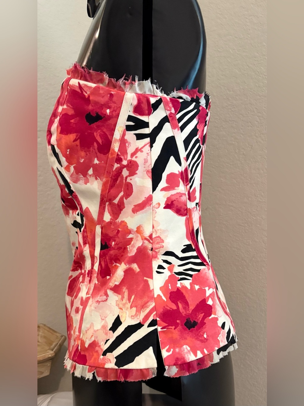 White House Black Market Strapless Floral Corset Bustier Top Size 4. - Picture 6 of 9